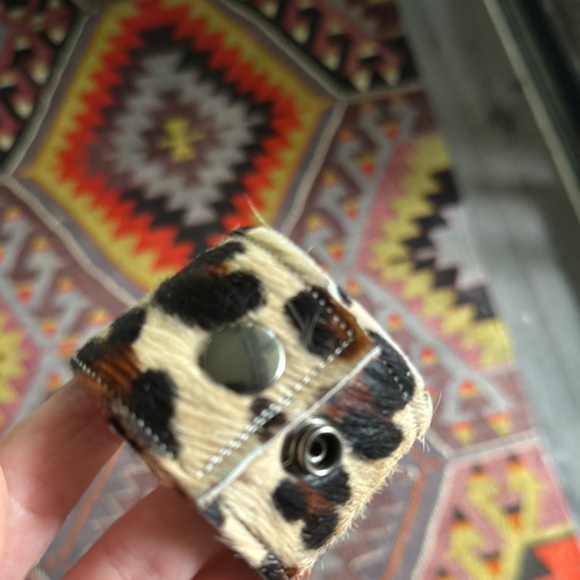 Leather hyde hair Leopard Print Cuff Bracelet - Picture 3 of 4